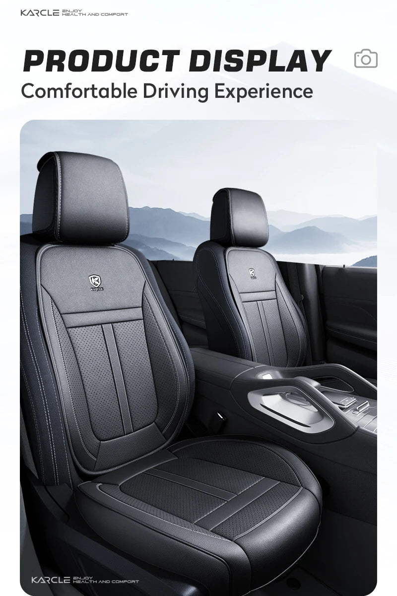 Nappa Leather Car Seat Cover Full Set 5 Seater Breathable Seat Cushion Cover Anti-Slip Full Wrap Driver Car Seat Protectors
