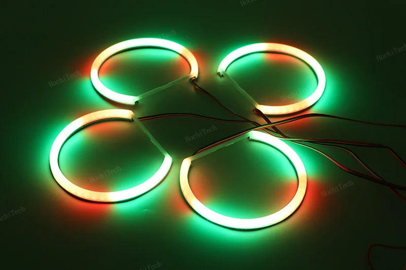 For BMW 3 5 7 Series E46 E39 E38 Colorful RGBW Cotton LED Angel Eyes Revolving Dynamic Light Sequential Flowing with Turn Signal