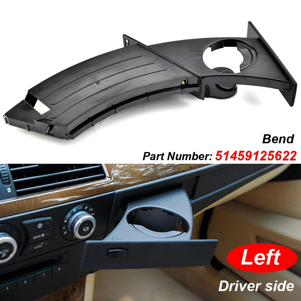 Auto Parts 51459125622 Front Left Right Cup Holder Drink Rack Black Holders For BMW E60 E61 5 Series 520i 525i 528i 2003-2010