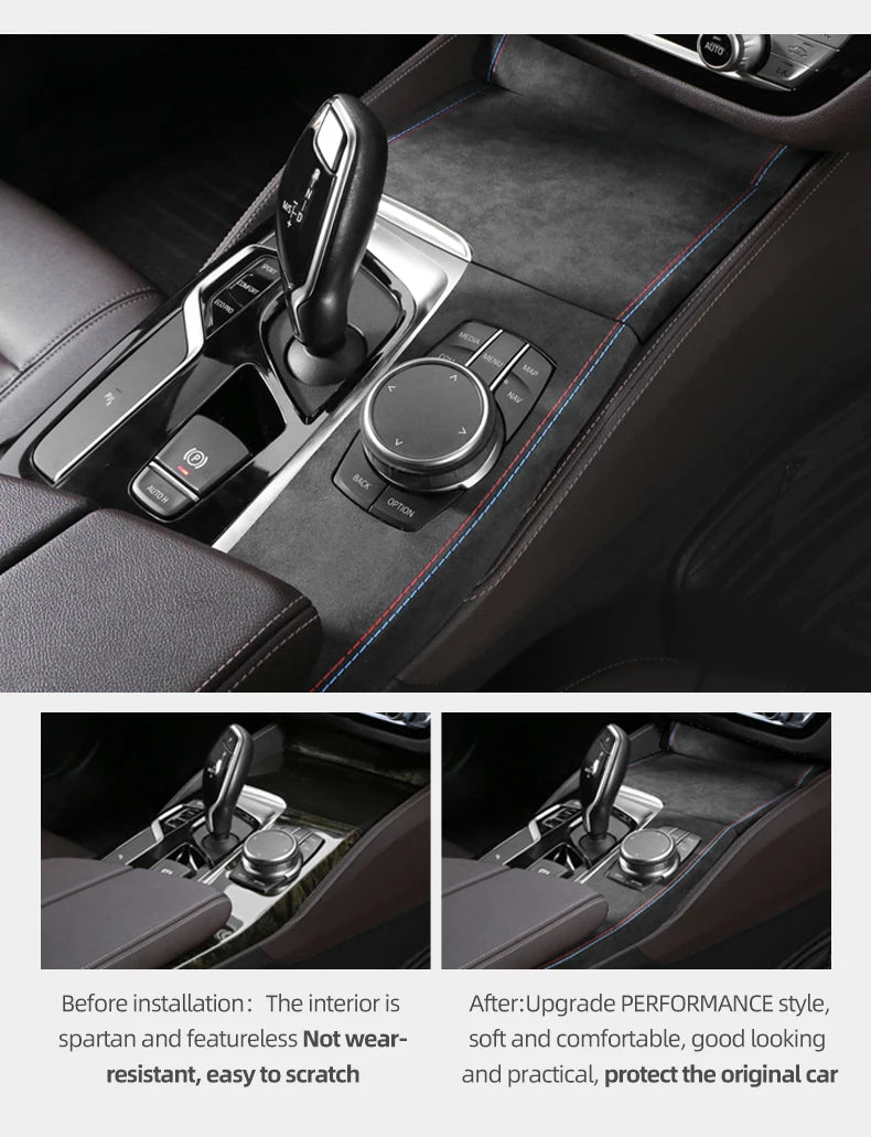 For BMW G30 G32 G38 Made of Alcantara Car Interior Center Console Gear Shifter Panel Trim Cover Performance Sticker Accessories