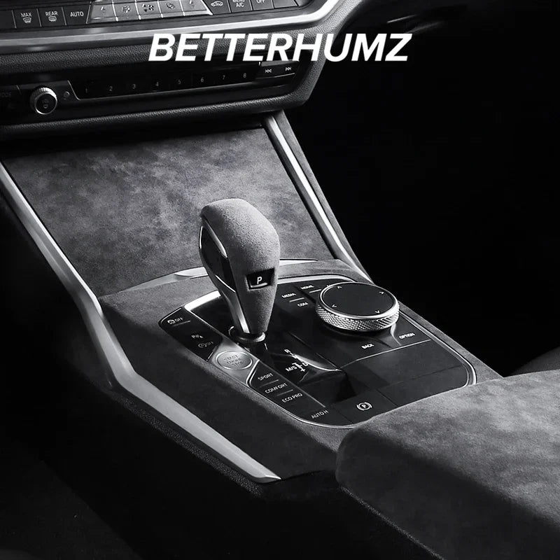 Suede interior trim covers for BMW G20 centre console
