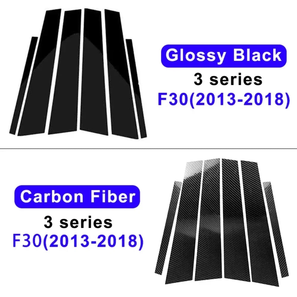 For BMW F30 E46 E90 G20 318i 325i 320i 328i Car Door Window Pillars B-pillar Post Trim Stickers Glossy Carbon Fiber Wrap Films
