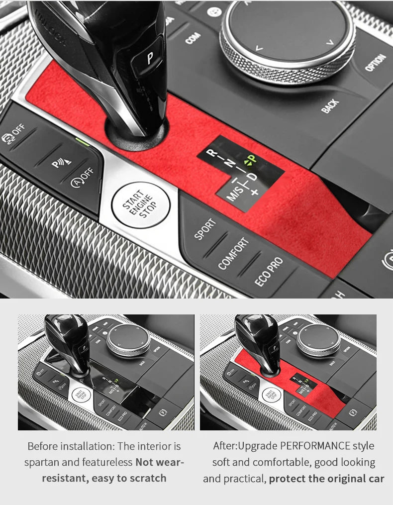 Made of Alcanrata For BMW G20 G22 G07 F44 i4 G29 X3 G01 X5 G05 G06 Gear Shifter Panel Frame Sticker Car Interior Trim Accessory