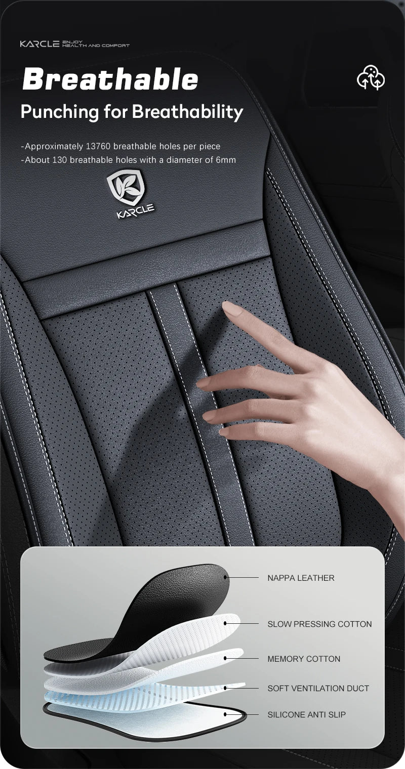 Nappa Leather Car Seat Cover Full Set 5 Seater Breathable Seat Cushion Cover Anti-Slip Full Wrap Driver Car Seat Protectors