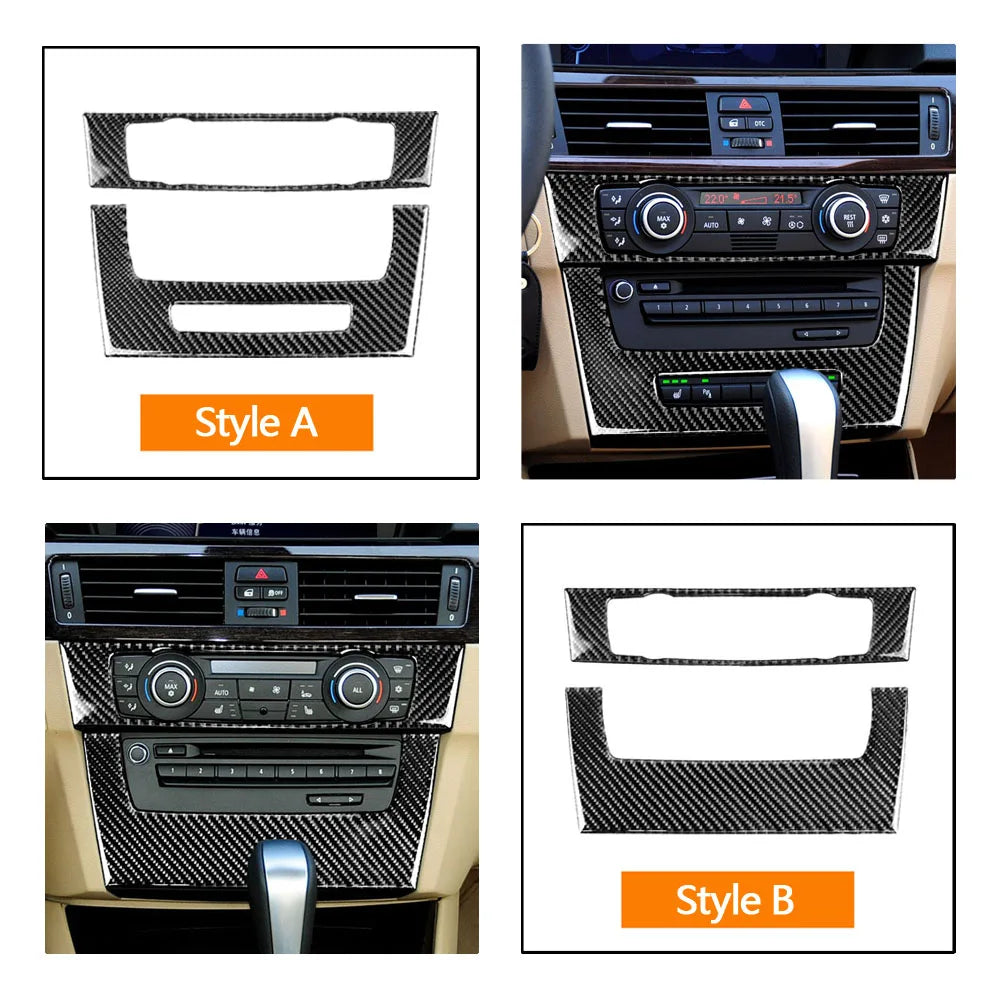 For BMW E90 E92 E93 3 Series Accessories Car Interior Real Carbon Fiber Air Conditioning CD Console Panel Cover Trim Car Styling