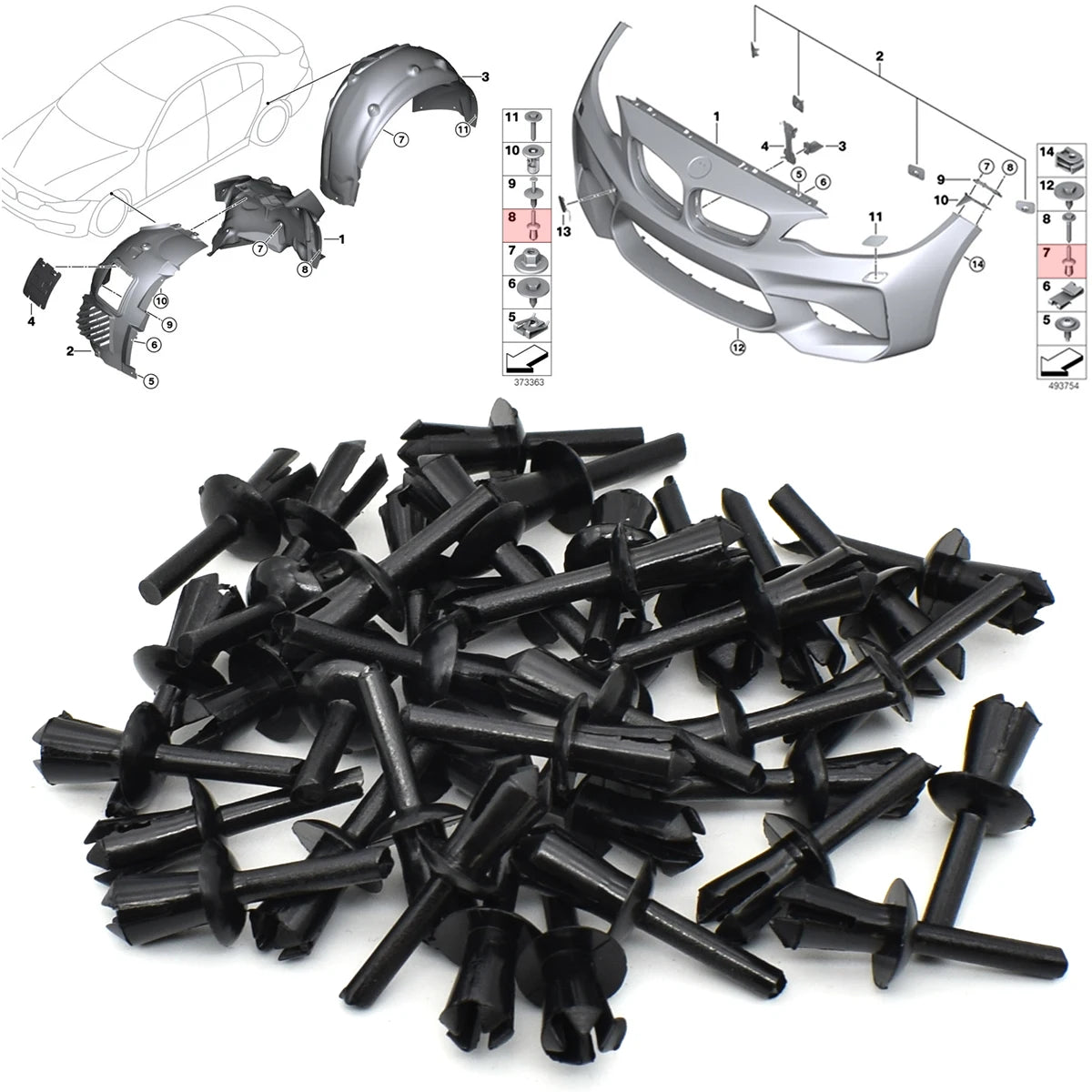 20/40PCS Car Fender Wheel Arch Liner Push Rivet Moulding Clips Retainer For BMW E90 E91 E92 E93 E46 E36 E39 E34 X1 X5 X6 Z1 Z4