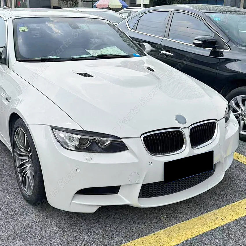 ABS Gloss Black Carbon Look Car Front Headlights Eyebrow Eyelids For BMW 3 Series E90 M3 E92 E93  2008-2012 Pre-LCI 3D Stickers
