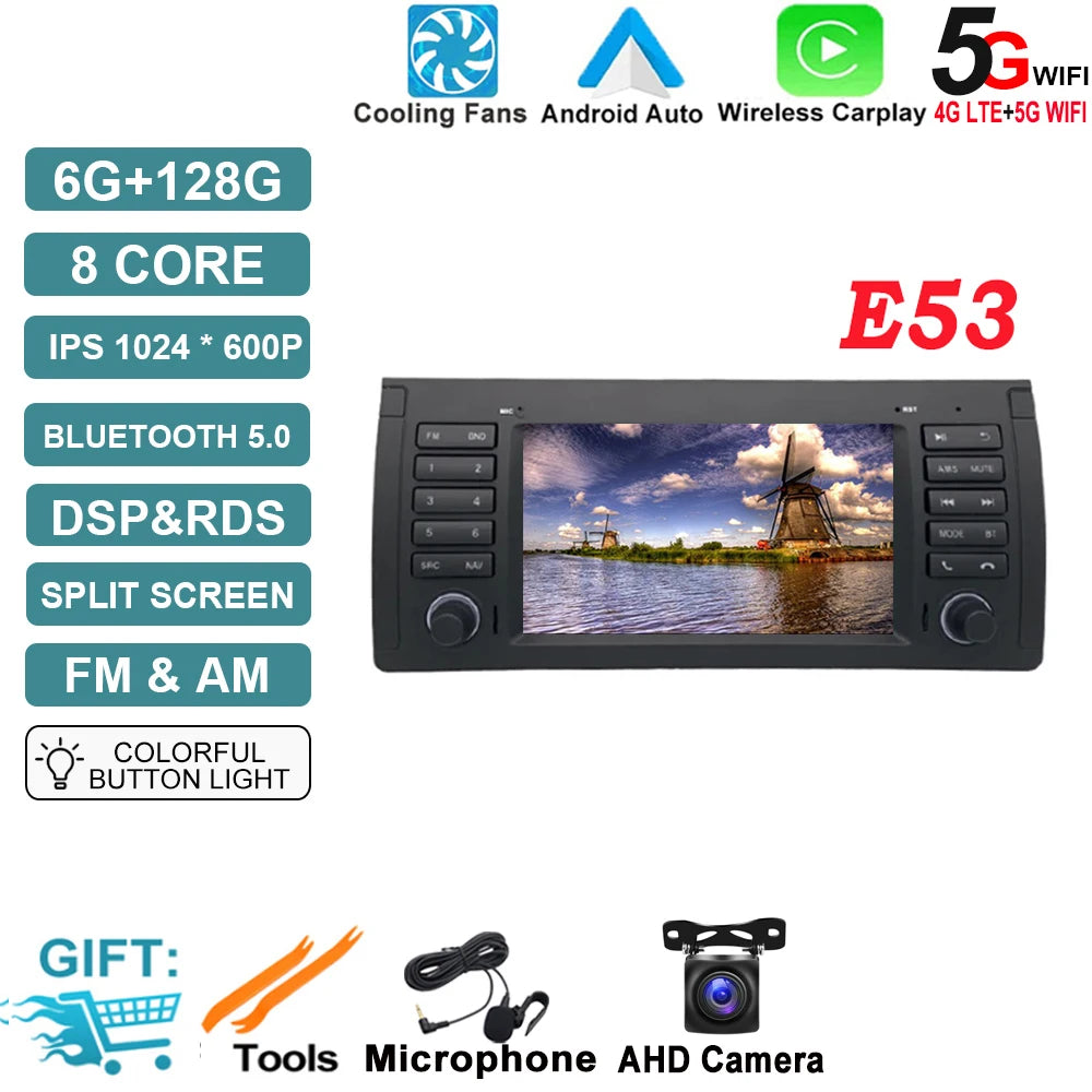 Android OS Auto Radio GPS Navigation for BMW X5 E53 5 Series E39 M5 1996-2007 DSP Car Multimedia Player Stereo WIFI Cooling Fan