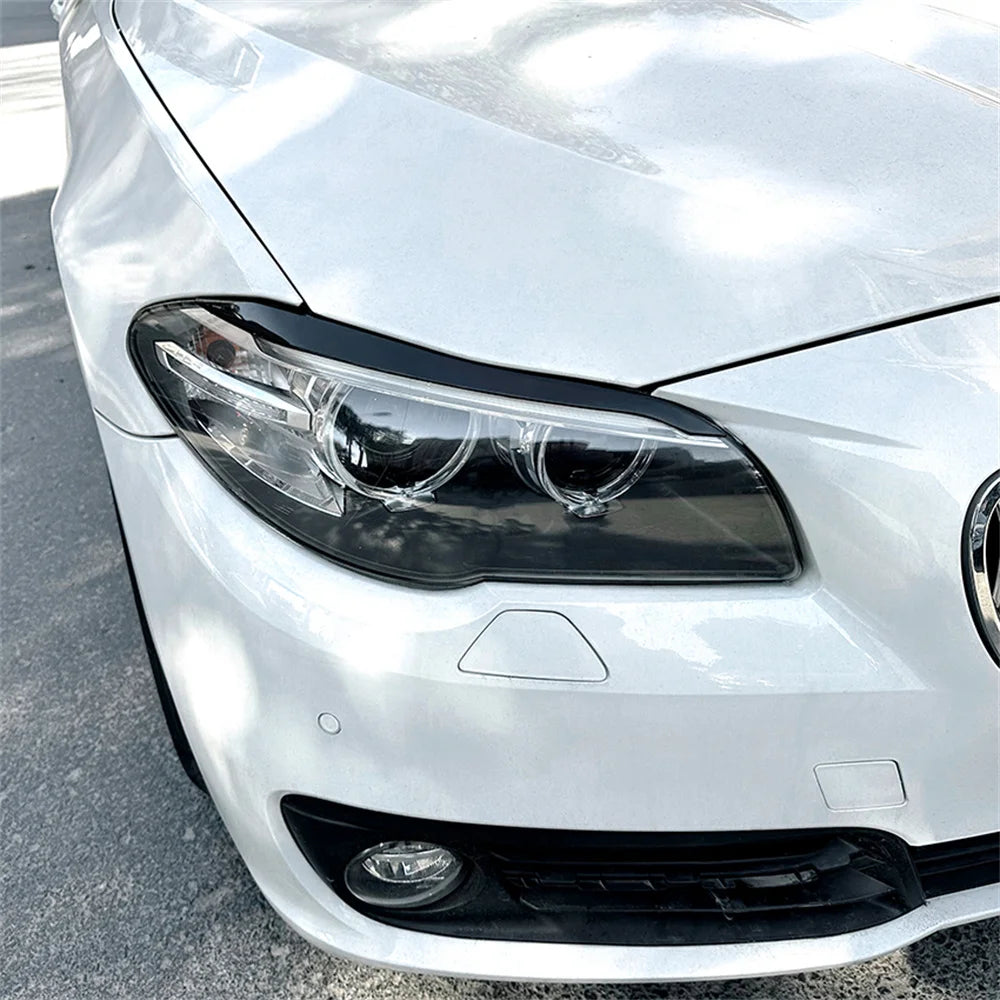 2Pcs ABS Gloss Headlight Evil Eyebrows Eyelids For BMW F10 F11 5 Series 518d 520d 523i 530i 530d 550i M5 2009-2017 3D Stickers