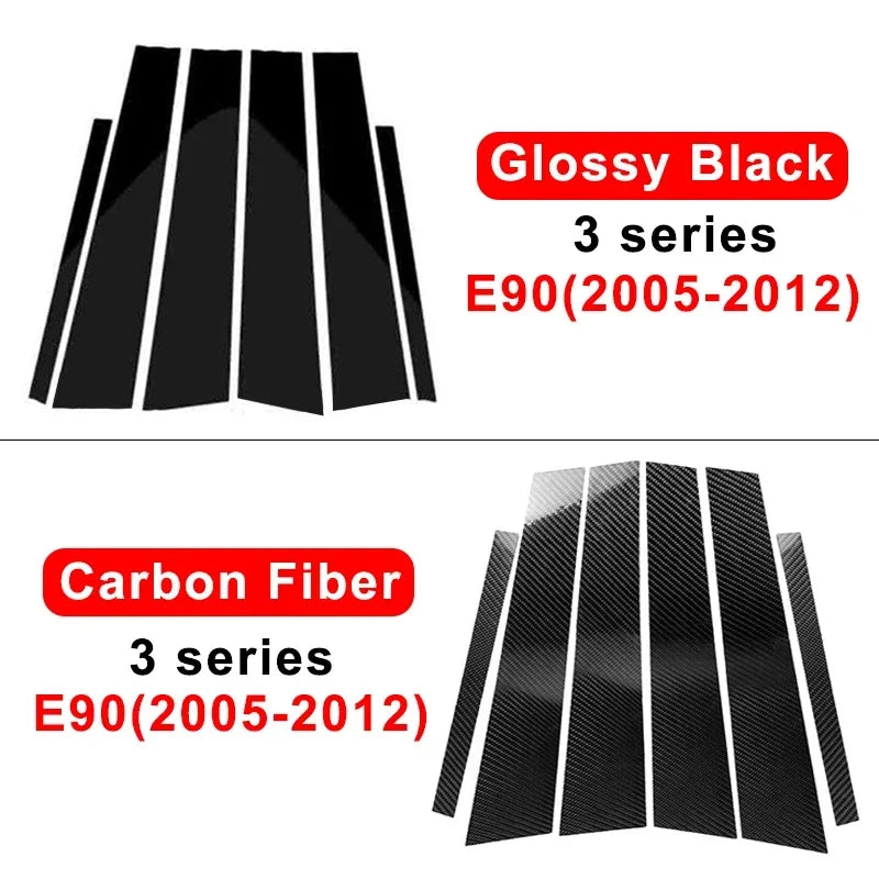 For BMW F30 E46 E90 G20 318i 325i 320i 328i Car Door Window Pillars B-pillar Post Trim Stickers Glossy Carbon Fiber Wrap Films