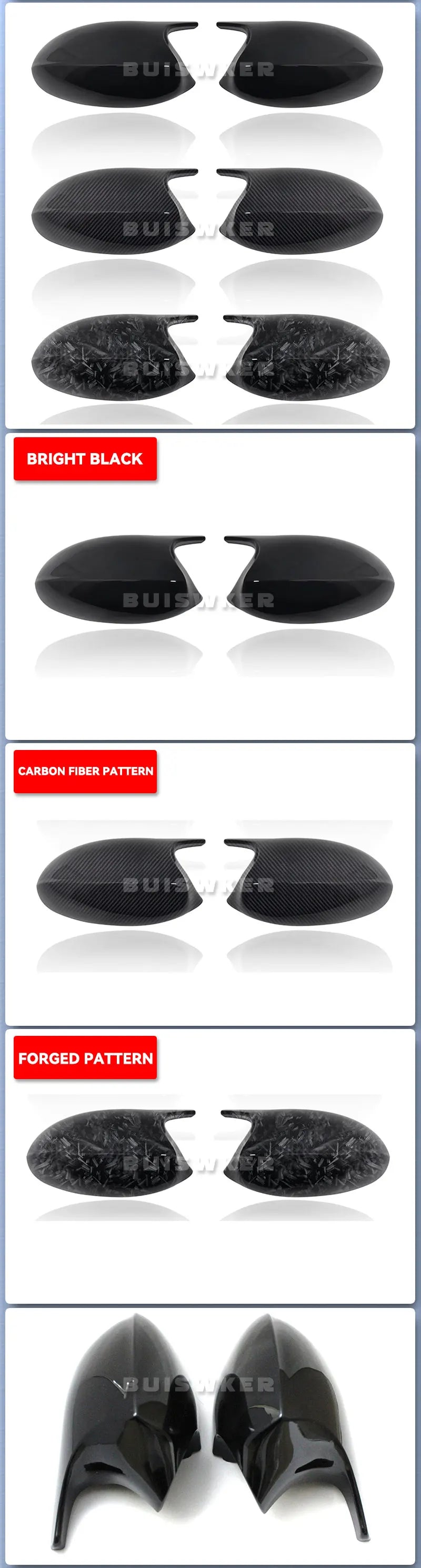 Rearview Mirror Covers for Bmw 1 3 Series E90 E91 E92 E93 E80 E81 E87 E88 Rear-View Carbon Fiber Gloss Black