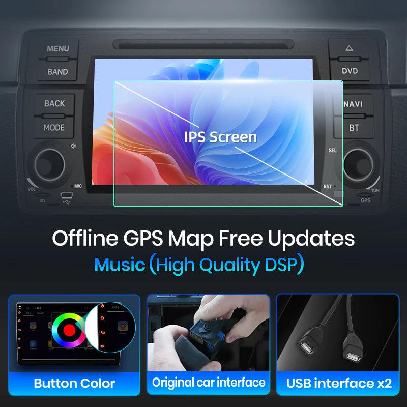 Junsun 7" Wireless CarPlay Android Auto Car Radio for BMW E46 M3 318 320 325 330 335 Multimedia Wireless Apple CarPlay Smart Intelligent Systems IPS Touch Screen Stereo Video Player 2 Din Autoradio Head Unit Navigation BT GPS