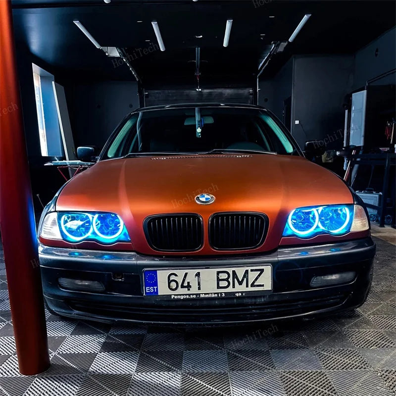 For BMW 3 5 7 Series E46 E39 E38 Colorful RGBW Cotton LED Angel Eyes Revolving Dynamic Light Sequential Flowing with Turn Signal