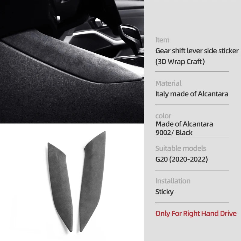 For BMW G20 G28 G23 Serie 3 4 Made of Alcantara Center Console Gear Shift Knob Panel Cover Trim Sticker Car Interior Accessories
