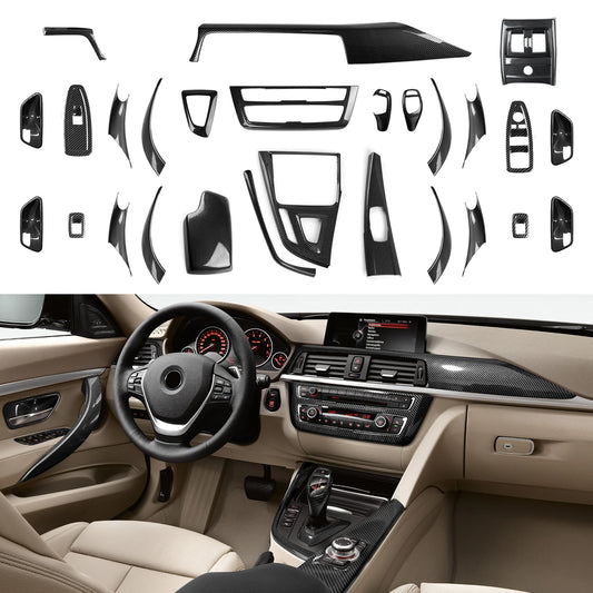 Car Center Console Dashboard Gear Shifter Panel For BMW F30 F31 F34 3GT F32 F33 F36 Trim Accessories, Carbon Fiber ABS Sticker