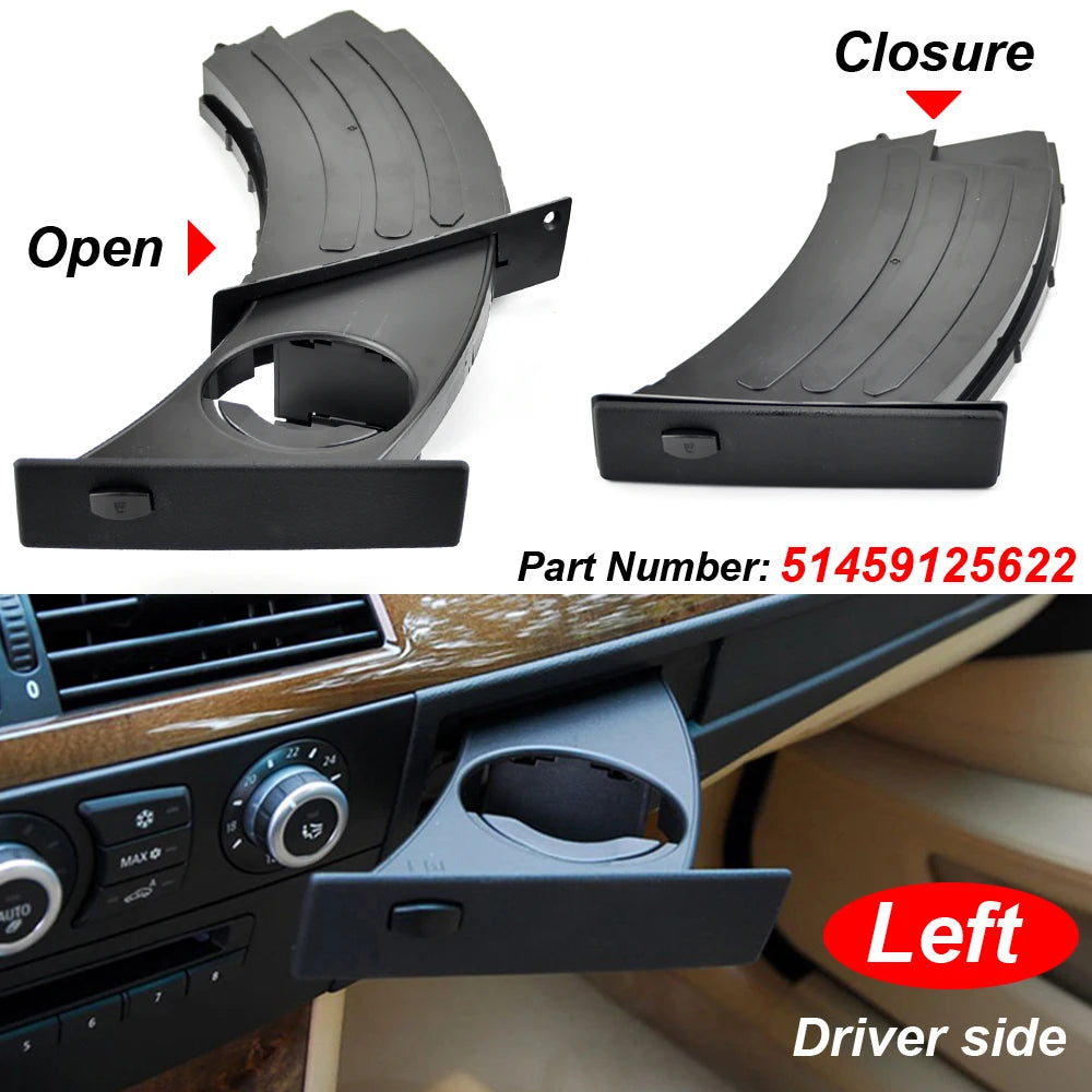 Auto Parts 51459125622 Front Left Right Cup Holder Drink Rack Black Holders For BMW E60 E61 5 Series 520i 525i 528i 2003-2010
