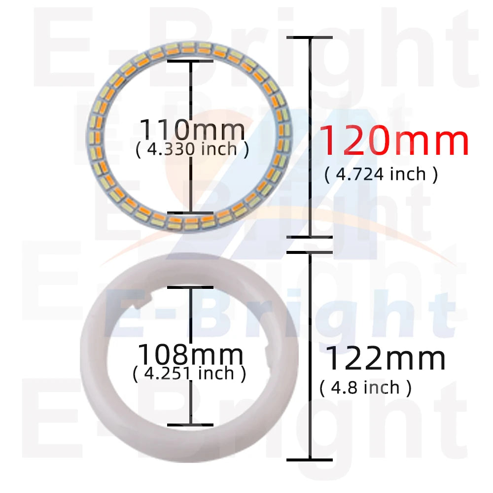2PCS 24V 12V Angel Eyes Halo Rings 4014 LED Cars Headlight DRL Driving Light White Amber 60 70 80MM 90MM 95MM 100MM 110MM 120MM
