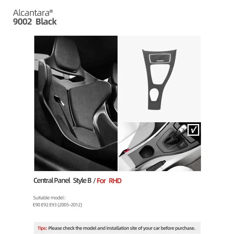 Betterhumz For BMW 3 Series E90 E92 E93 Car Interior Trim Made of Alcantara Center Console Gear Shift Panel Cover Accessories