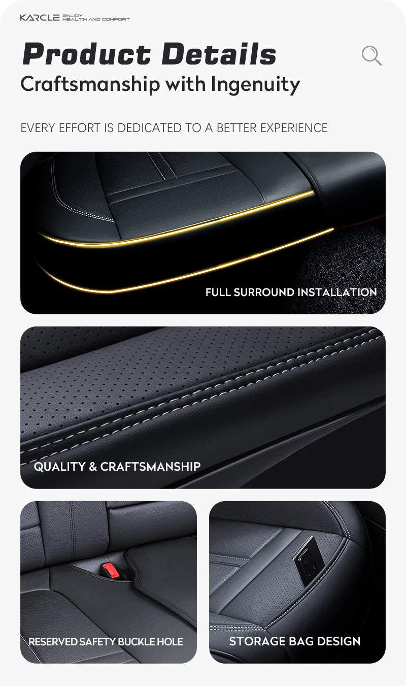 Nappa Leather Car Seat Cover Full Set 5 Seater Breathable Seat Cushion Cover Anti-Slip Full Wrap Driver Car Seat Protectors
