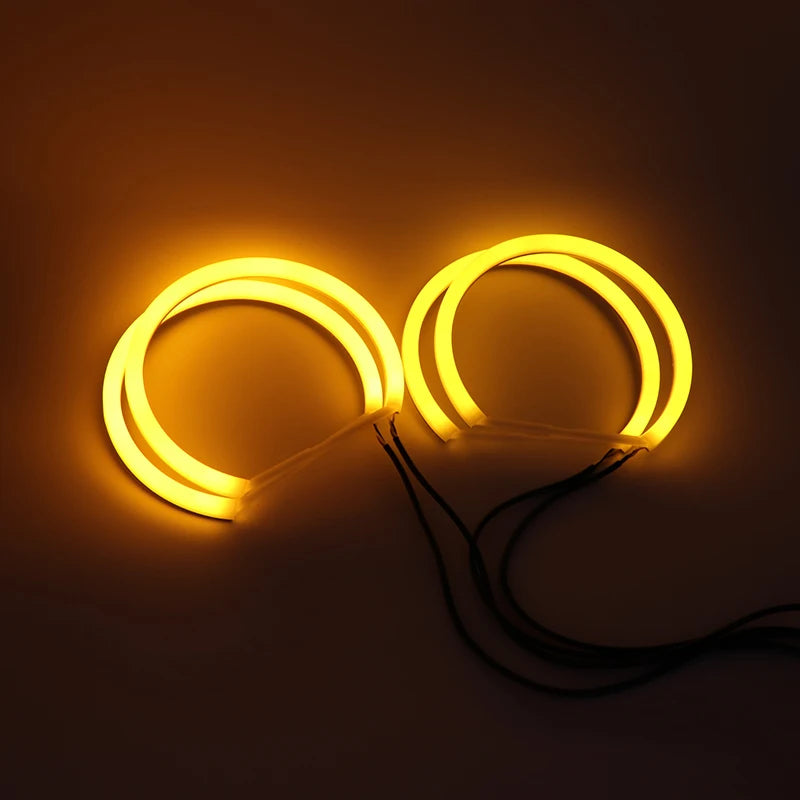 For BMW 5 Series E39 525i 528i 530i 540i White Yellow Dual and White Cotton LED Angel Eyes Kit  Ring DRL Turn Signal Light