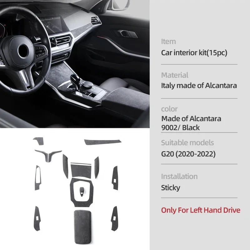 For BMW G20 G28 G23 Serie 3 4 Made of Alcantara Center Console Gear Shift Knob Panel Cover Trim Sticker Car Interior Accessories