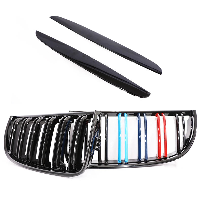 Kidney Front Grill Carbon Fiber M Color Chrome Gloss Matte Black Grille For BMW 3 Series E90 E91 Pre-Facelift 2005-2008 320i 330