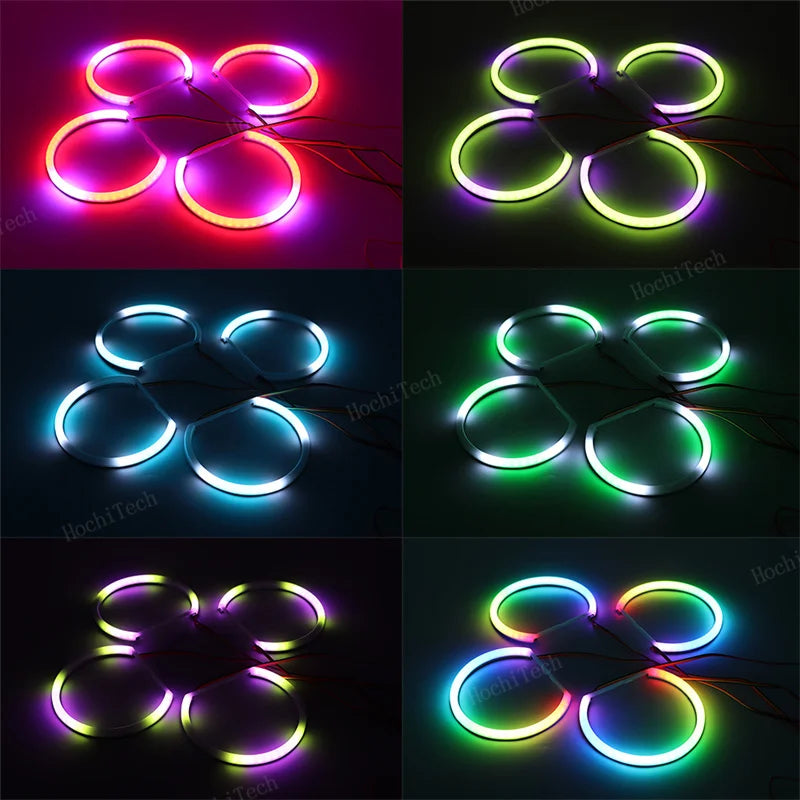 For BMW 3 5 7 Series E46 E39 E38 Colorful RGBW Cotton LED Angel Eyes Revolving Dynamic Light Sequential Flowing with Turn Signal
