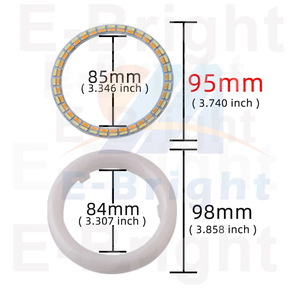 2PCS 24V 12V Angel Eyes Halo Rings 4014 LED Cars Headlight DRL Driving Light White Amber 60 70 80MM 90MM 95MM 100MM 110MM 120MM