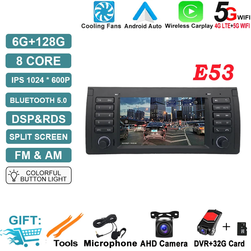Android OS Auto Radio GPS Navigation for BMW X5 E53 5 Series E39 M5 1996-2007 DSP Car Multimedia Player Stereo WIFI Cooling Fan