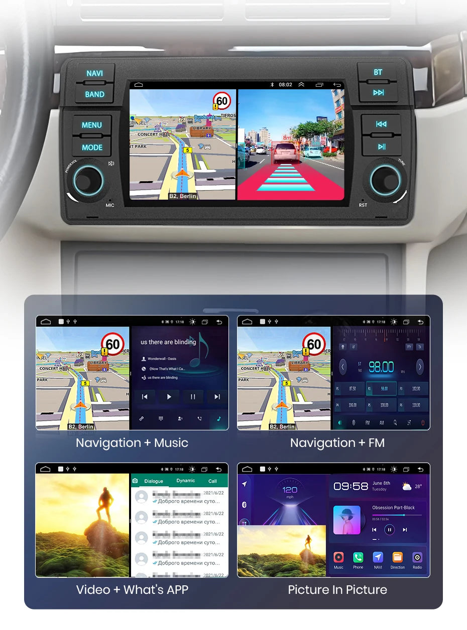 Junsun 7" Wireless CarPlay Android Auto Car Radio for BMW E46 M3 318 320 325 330 335 Multimedia Wireless Apple CarPlay Smart Intelligent Systems IPS Touch Screen Stereo Video Player 2 Din Autoradio Head Unit Navigation BT GPS
