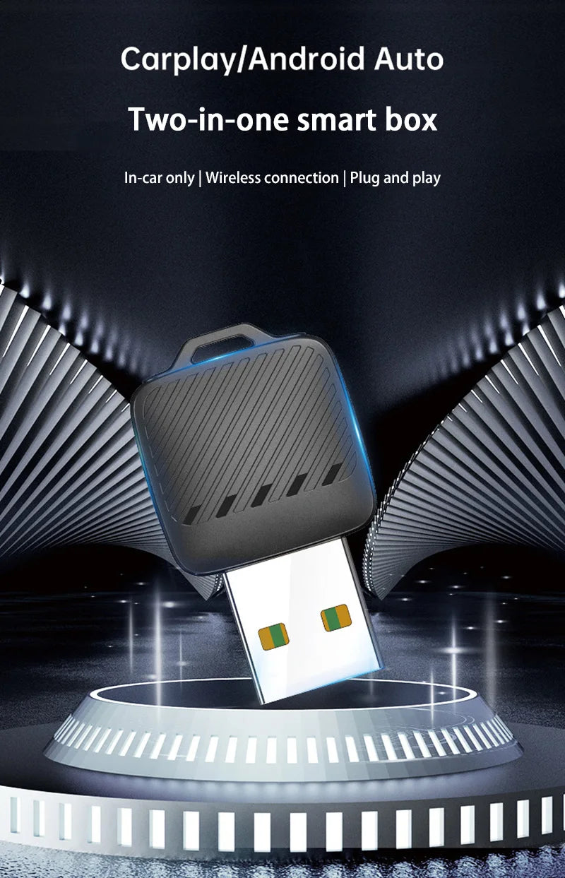 Lenovo 2 in 1 Wireless Android Auto Adapter Wireless CarPlay Dongle Car Intelligent Systems AI Smart Box For Car Wired CarPlay