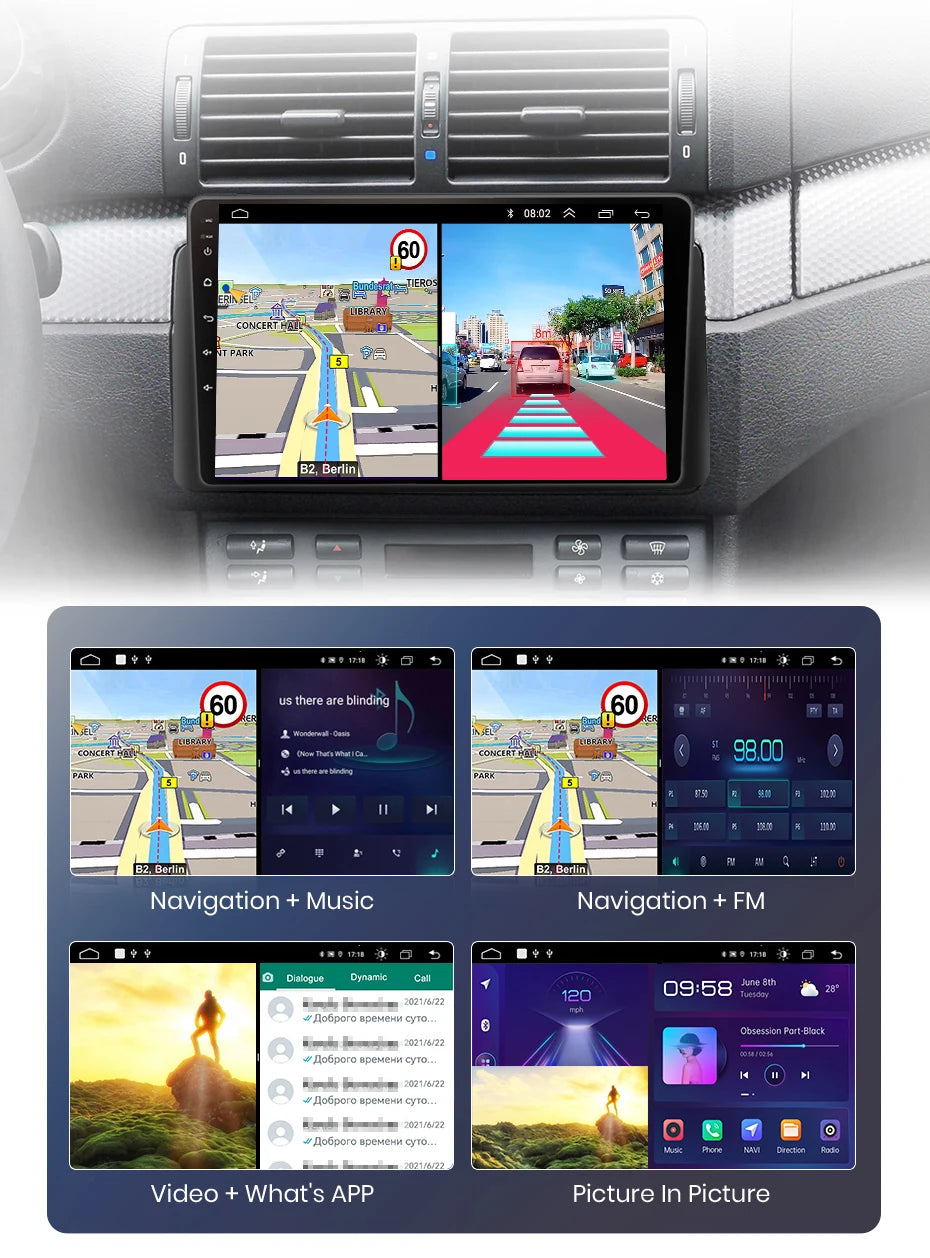 Junsun Wireless CarPlay Android Auto Car Radio For BMW M3 E46 1998-2006 GPS Multimedia 2 din Intelligent Systems Stereo