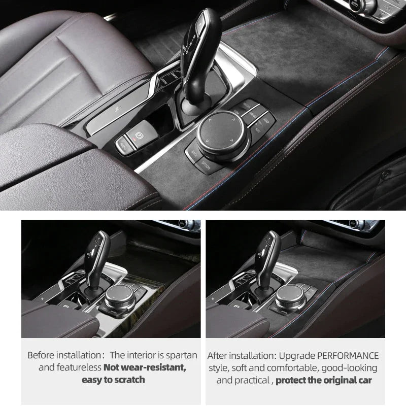For BMW G30 G32 G38 Made of Alcantara Car Interior Center Console Gear Shifter Panel Trim Cover Performance Sticker Accessories