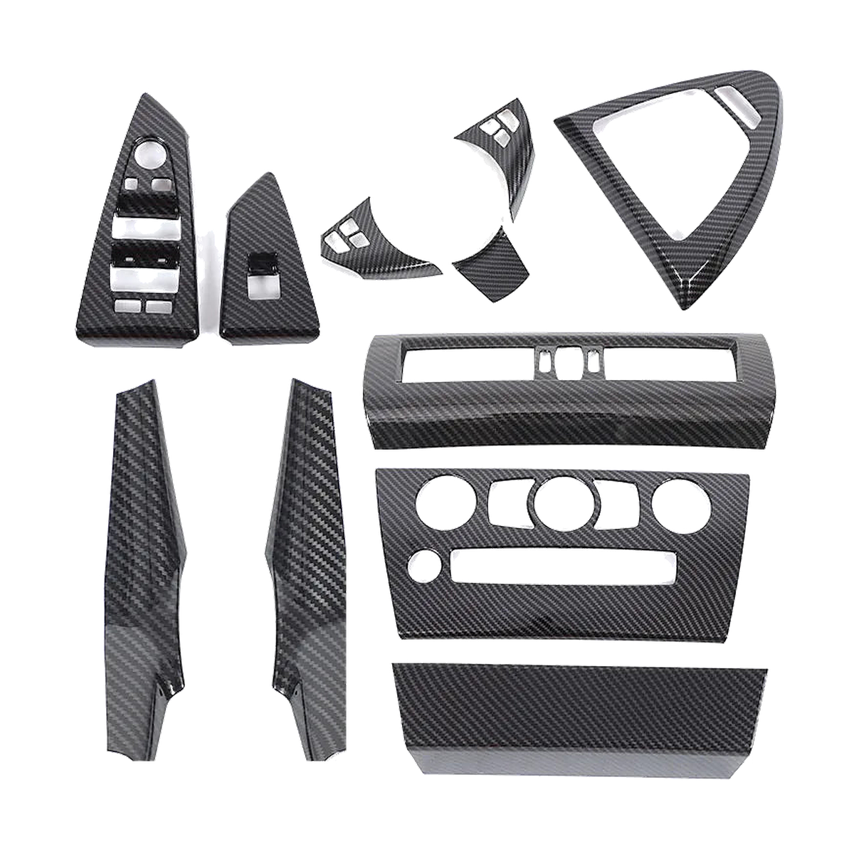 Carbon fiber interior trim kit, dashboard console and door panel pieces, for BMW E63 / E64