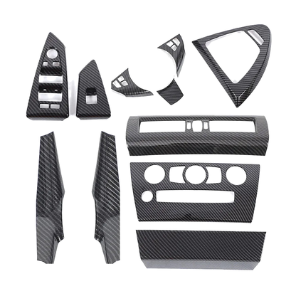 Carbon fiber interior trim kit, dashboard console and door panel pieces, for BMW E63 / E64