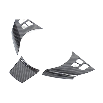 Carbon fiber steering wheel spoke trim set, three pieces, for BMW E63 / E64