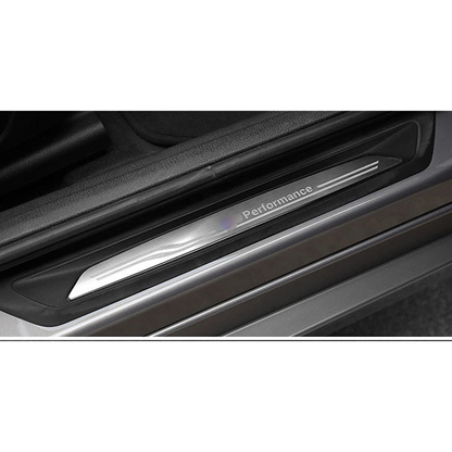 Stainless steel door sill scuff plate installed in front door for BMW 3 Series 2013 to 2018
