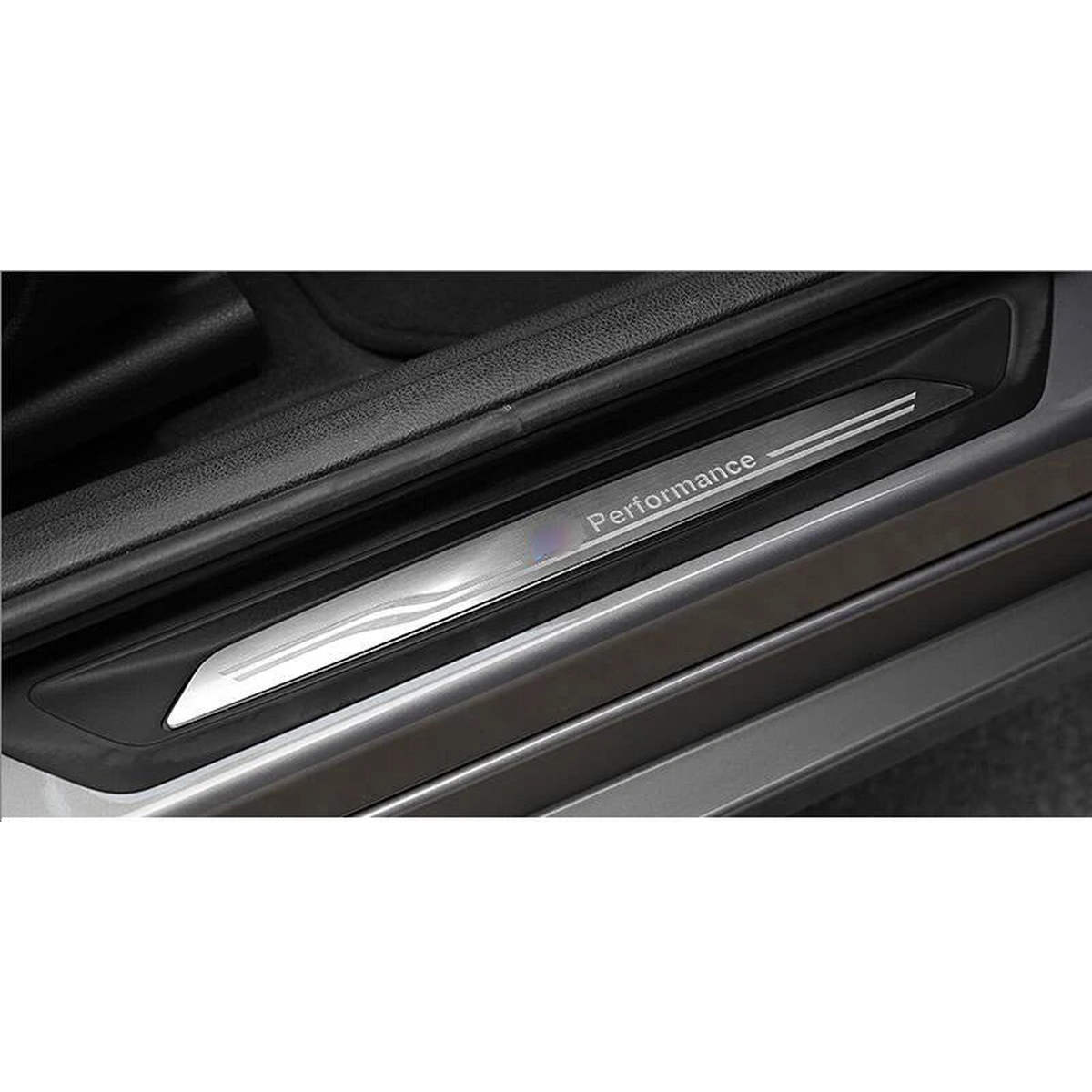 Stainless steel door sill scuff plate installed view for BMW 3 Series GT F34 2013 to 2018