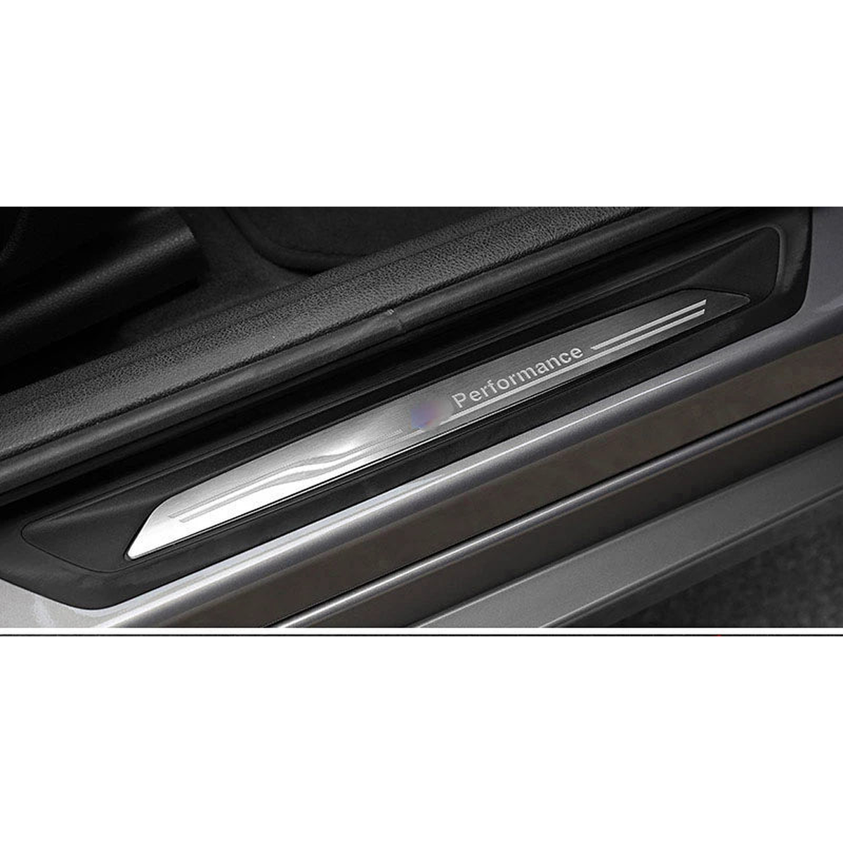 Stainless steel door sill scuff plate installed view for BMW 2 Series F45 2014 to 2020
