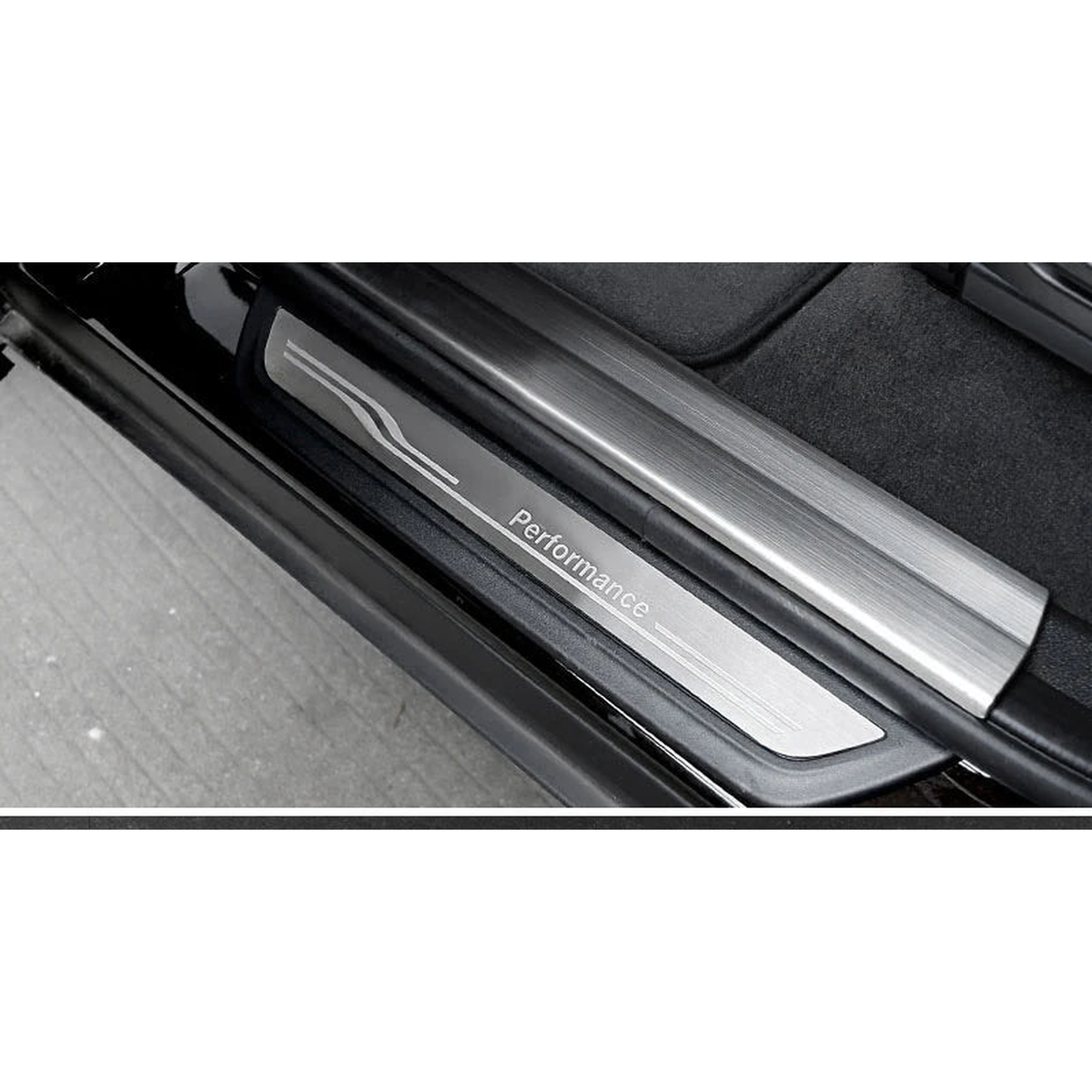 Stainless steel door sill scuff plate installed view for BMW X3 F25 / X4 F26 2011 to 2017