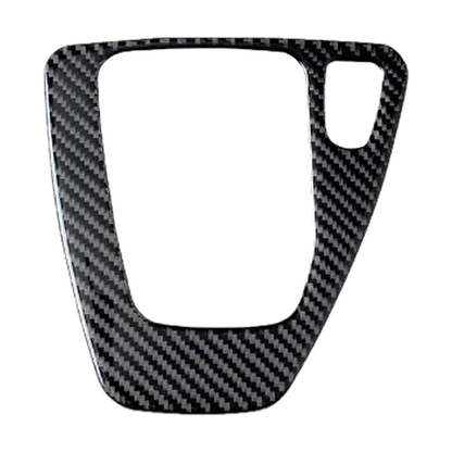 Carbon fiber gear shift panel frame, solid color finish, right hand drive, for BMW 3 Series E90, E92, E93 (2005-2012)