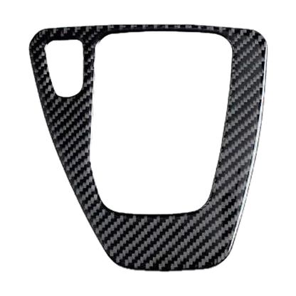 Carbon fiber gear shift panel frame, solid color finish, left hand drive, for BMW 3 Series E90, E92, E93 (2005-2012)