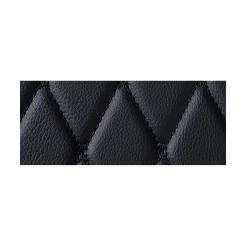 Black diamond quilted faux leather floor mat material with black stitching, close up, for BMW 4 Series F32 / F33 / F36