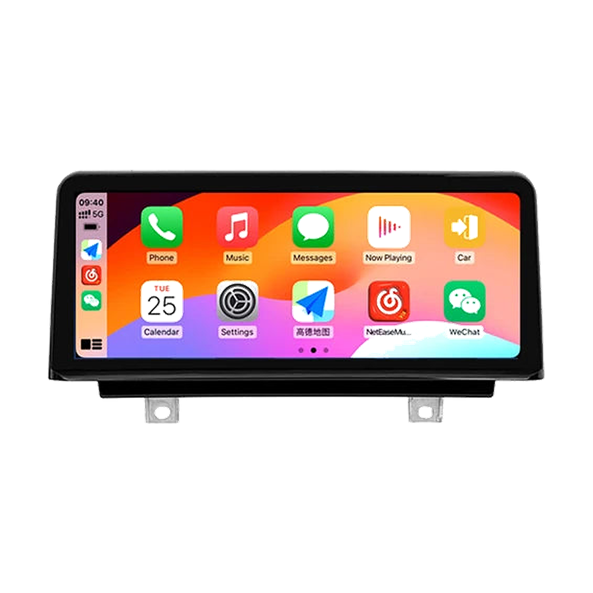 10.25 inch screen showing the Apple CarPlay home screen, front view, for BMW F20, F22, F30, F32 NBT