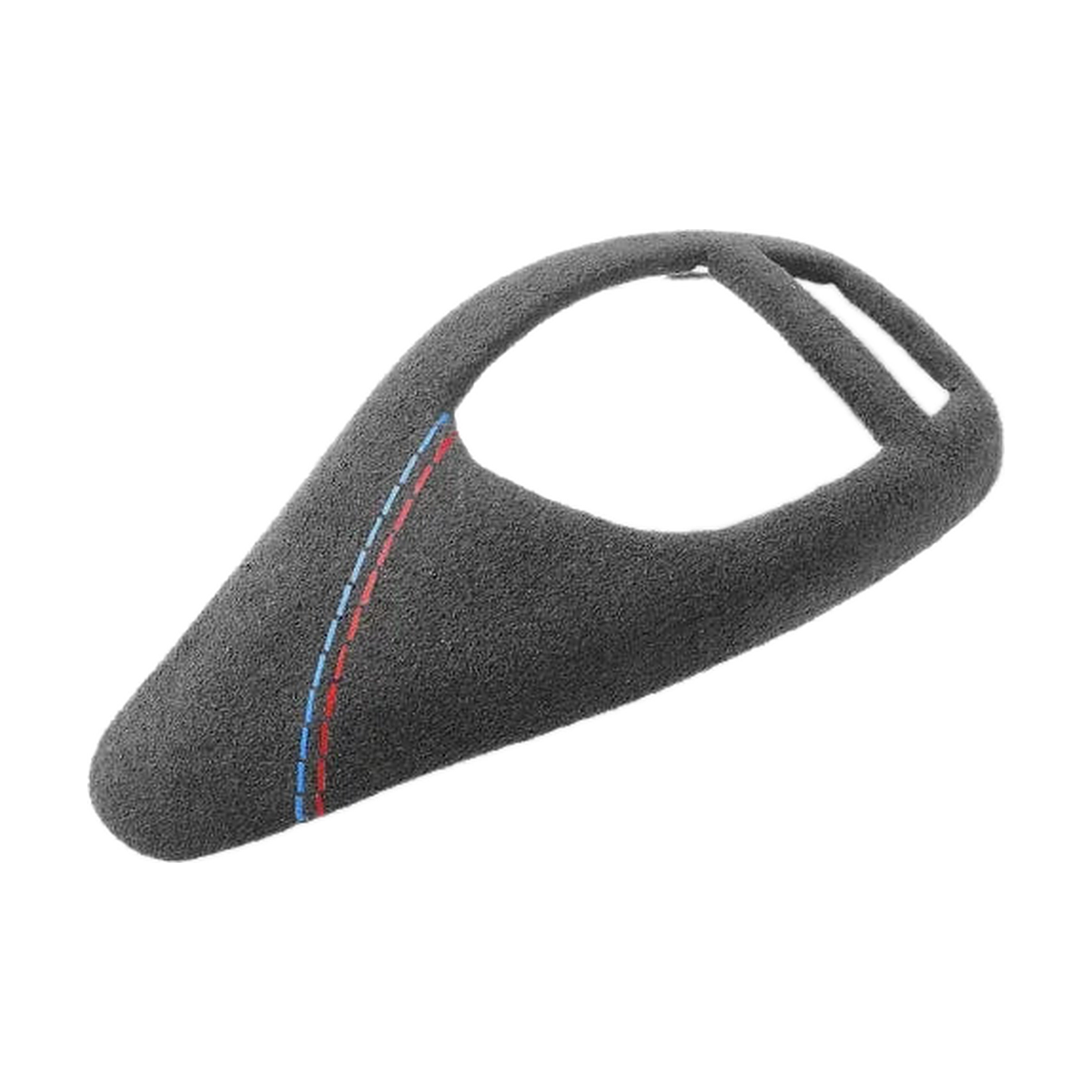 Black suede-look gear selector cover, angled view, for BMW F20, F30, F32, F10, F15, F25 (2009-2021)