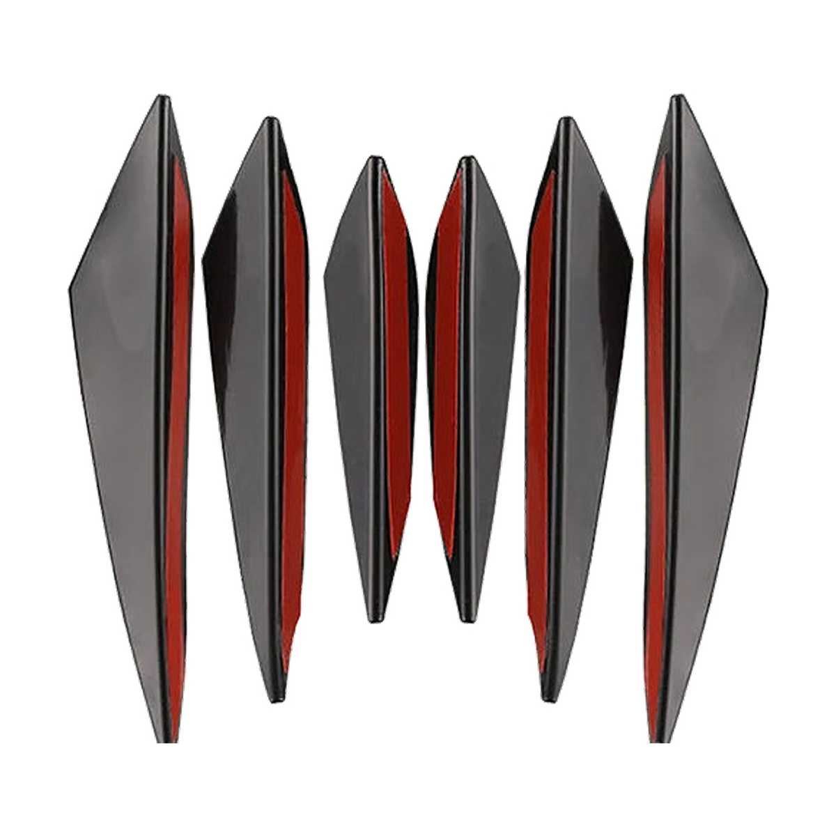 Gloss black front bumper canards, 6 piece set, universal fit for BMW