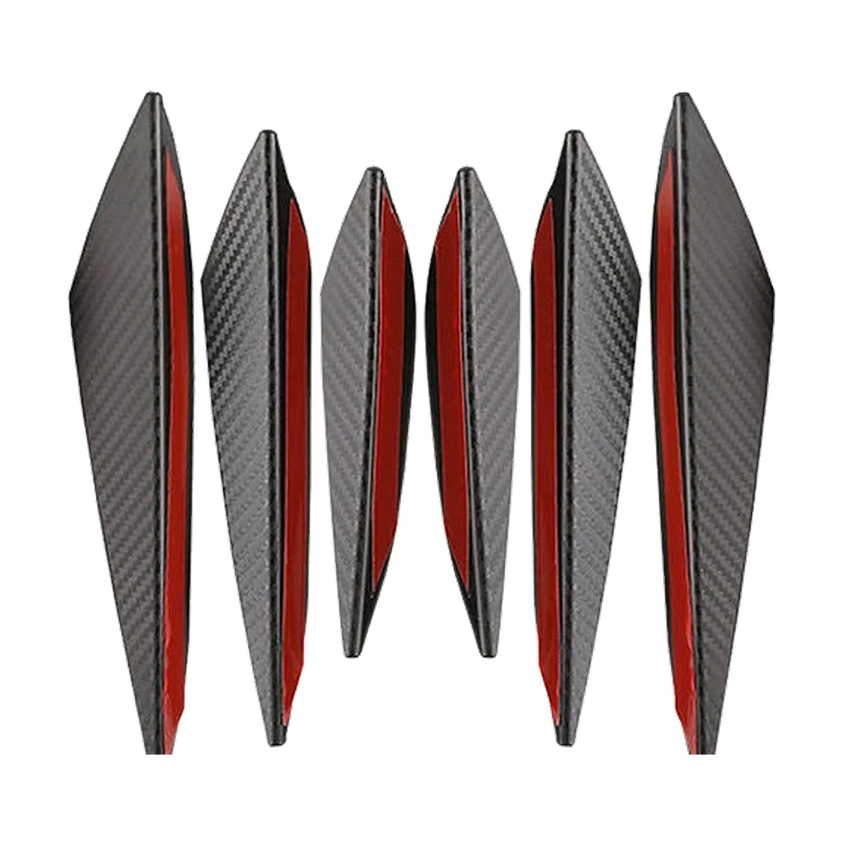 Carbon fiber pattern front bumper canards, 6 piece set, universal fit for BMW