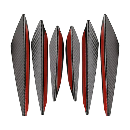 Carbon fiber pattern front bumper canards, 6 piece set, universal fit for BMW