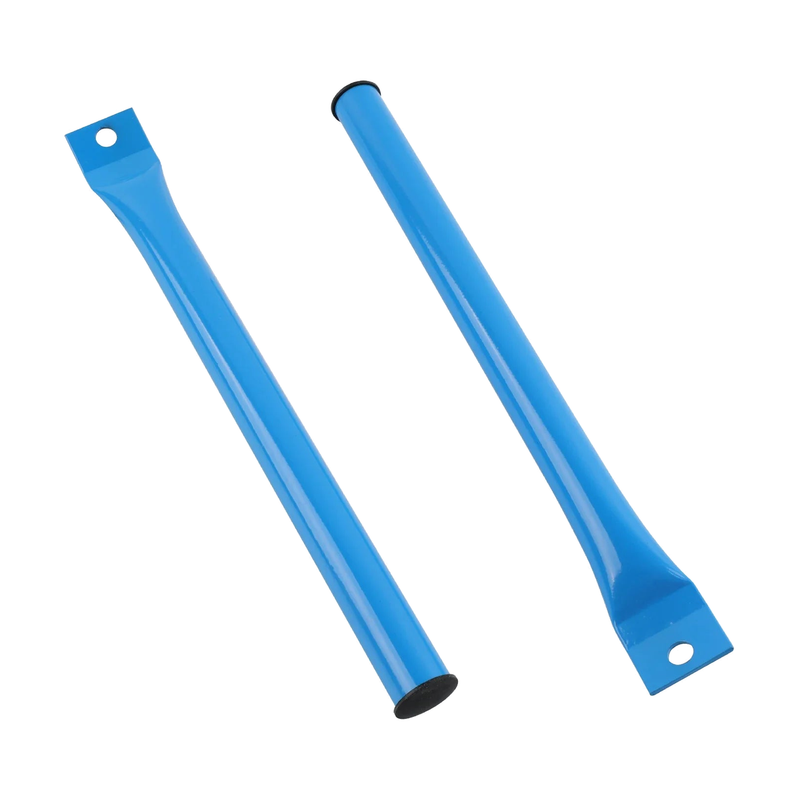 Blue kidney grille V-brace bars pair, full length diagonal view, for BMW 3 Series E90, E91, E92, E93 (2006-2013)