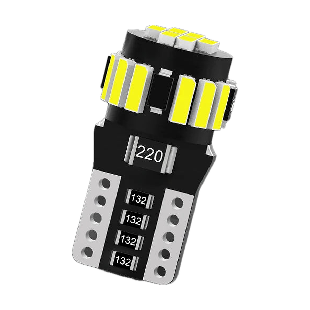 Single T10 W5W Canbus LED bulb with 18 SMD chips, angled view, universal fit for BMW